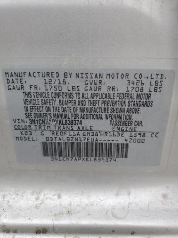 Продажа на аукционе авто 2019 Nissan Versa S, vin: 3N1CN7APXKL839374, номер лота: 93190505