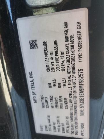 Продажа на аукционе авто 2021 Tesla Model 3, vin: 5YJ3E1EA9MF982575, номер лота: 91842805