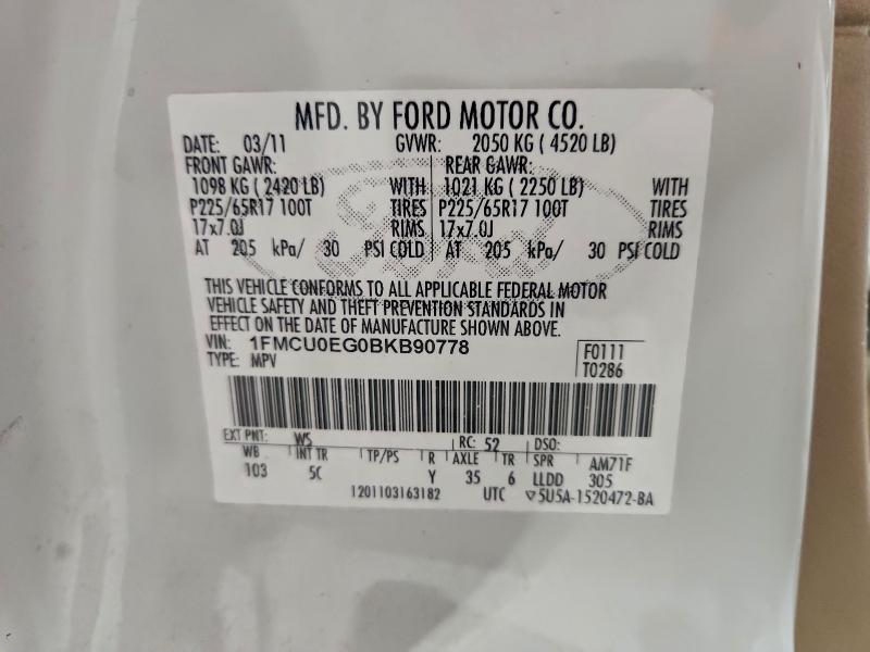 Продаж на аукціоні авто 2011 Ford Escape, vin: 1FMCU0EG0BKB90778, номер лоту: 93315065