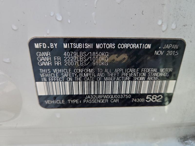 Продаж на аукціоні авто 2016 Mitsubishi Lancer, vin: JA32U8FW0GU003750, номер лоту: 94436645