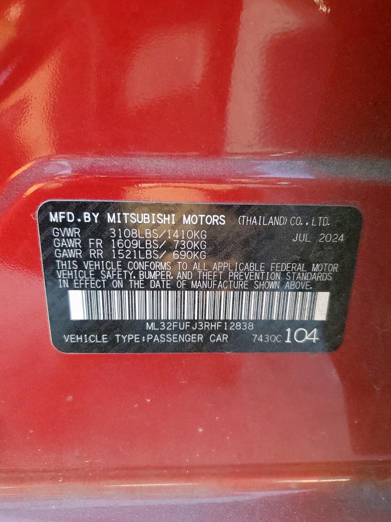Aukcja sprzedaży 2024 Mitsubishi Mirage, vin: ML32FUFJ3RHF12838, numer aukcji: 92654955