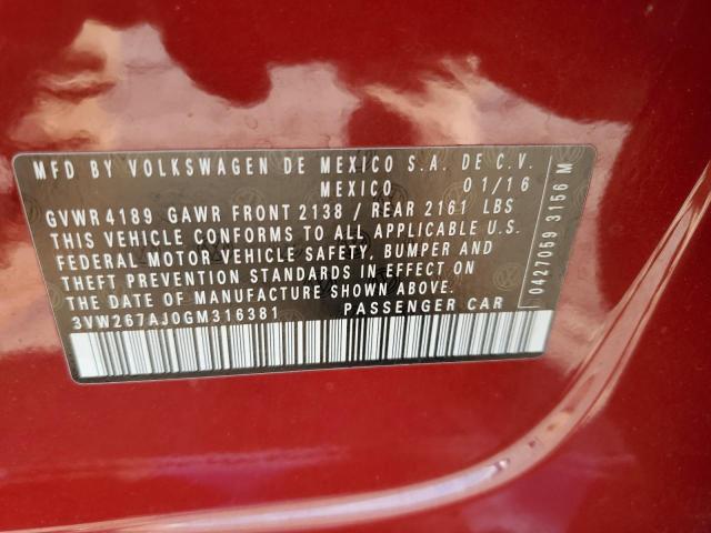 2016 Volkswagen Jetta მანქანა იყიდება აუქციონზე, vin: 3VW267AJ0GM316381, აუქციონის ნომერი: 91839315