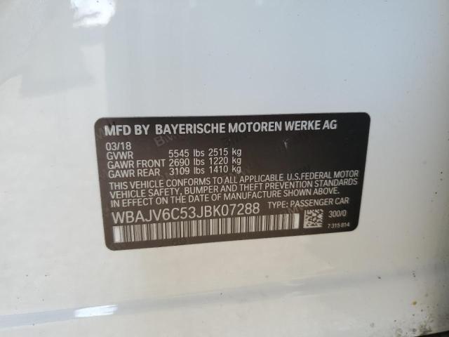 93085515 :رقم المزاد ، WBAJV6C53JBK07288 vin ، 2018 Bmw 640 Xigt مزاد بيع