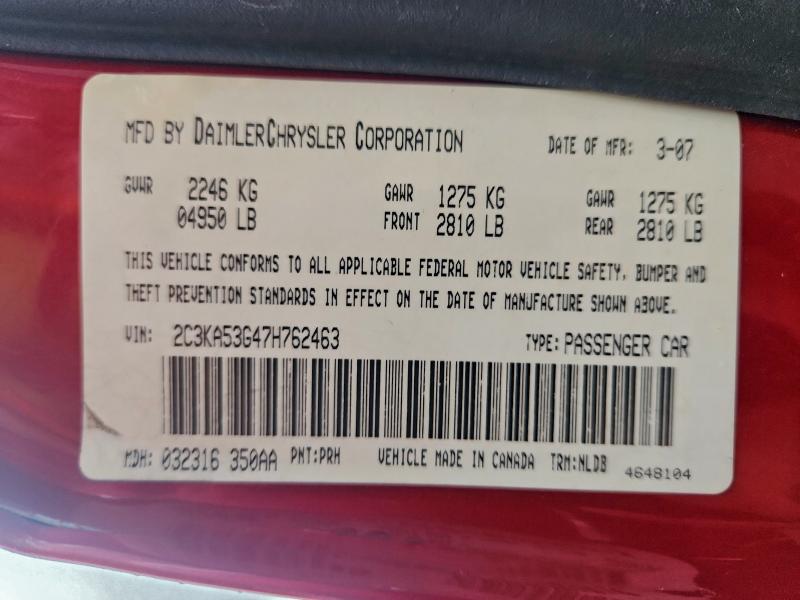 93473145 :رقم المزاد ، 2C3KA53G47H762463 vin ، 2007 Chrysler 300 مزاد بيع