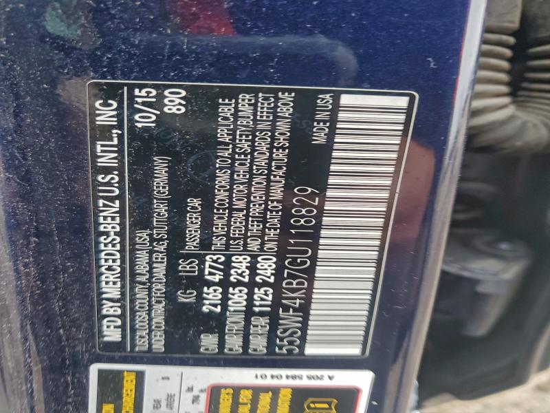 93905085 :رقم المزاد ، 55SWF4KB7GU118829 vin ، 2016 Mercedes-benz C مزاد بيع