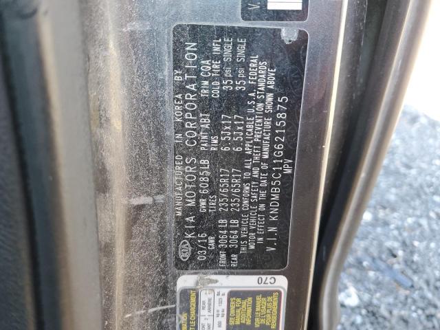 2016 Kia Sedona მანქანა იყიდება აუქციონზე, vin: KNDMB5C11G6215875, აუქციონის ნომერი: 92686095