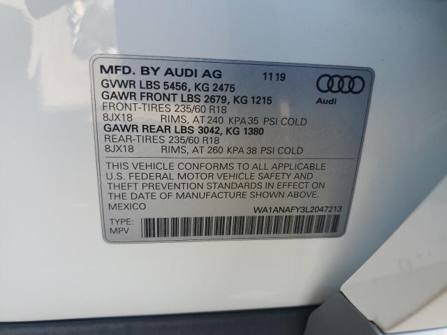 Продаж на аукціоні авто 2020 Audi Q5, vin: WA1ANAFY3L2047213, номер лоту: 91724855
