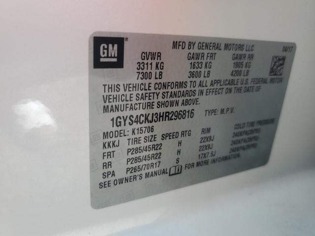 2017 Cadillac Escalade მანქანა იყიდება აუქციონზე, vin: 1GYS4CKJ3HR296816, აუქციონის ნომერი: 91823865