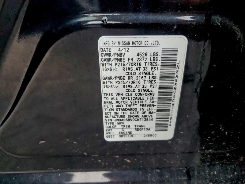 Aukcja sprzedaży 2012 Nissan Rogue, vin: JN8AS5MV0CW713844, numer aukcji: 94466265