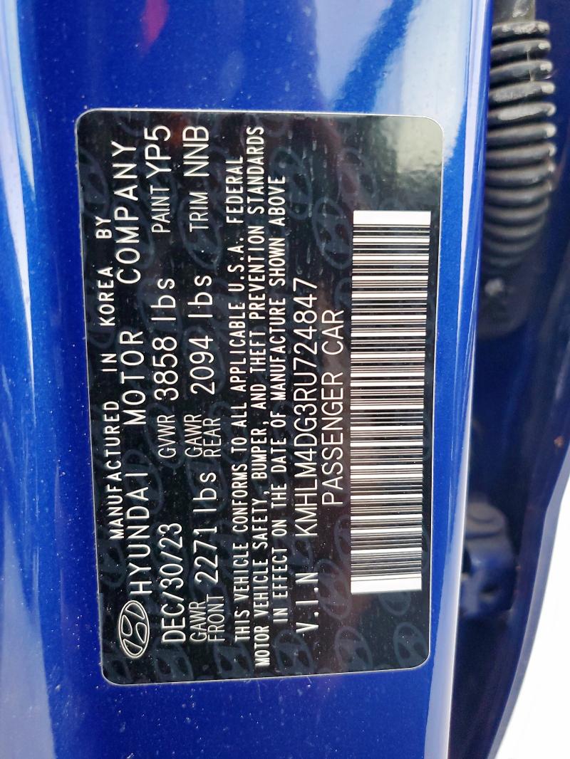 2024 Hyundai Elantra მანქანა იყიდება აუქციონზე, vin: KMHLM4DG3RU724847, აუქციონის ნომერი: 92713835