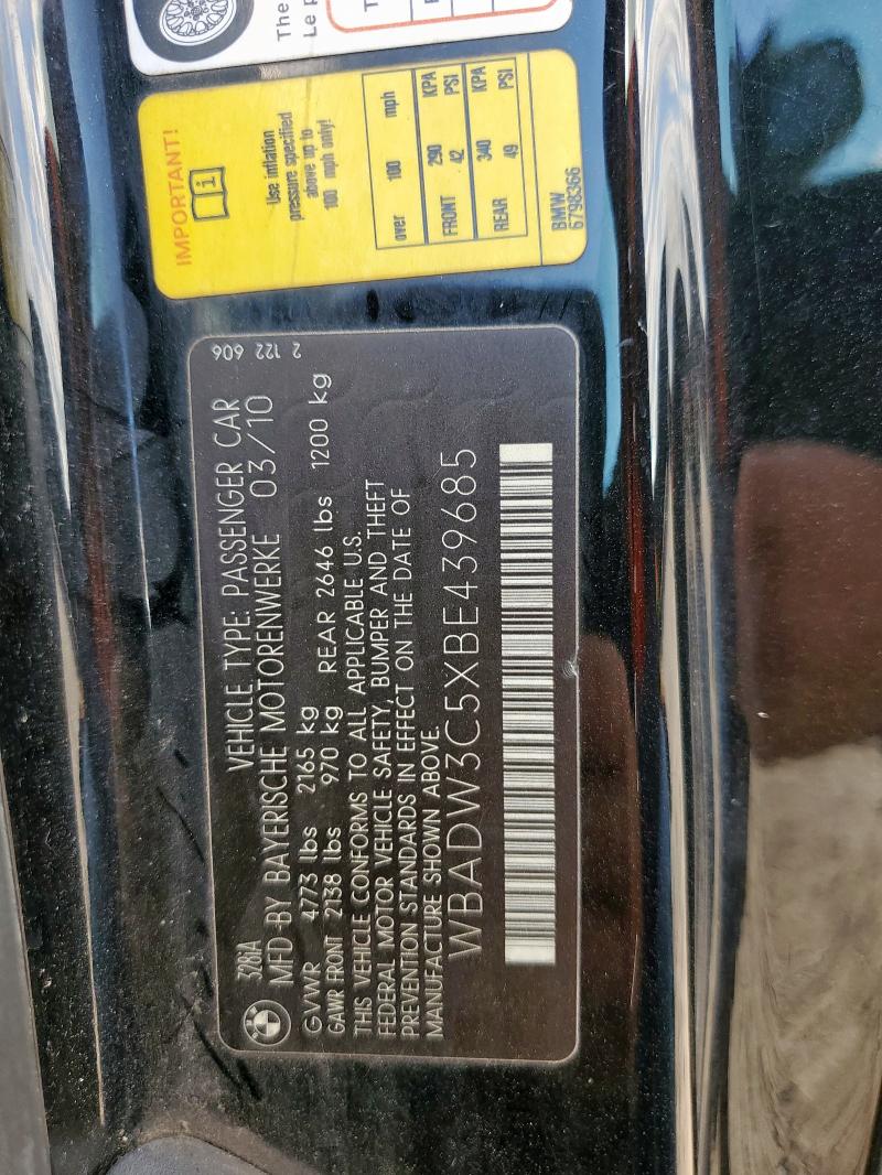 2011 Bmw 328 მანქანა იყიდება აუქციონზე, vin: WBADW3C5XBE439685, აუქციონის ნომერი: 91863065