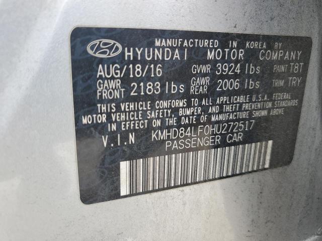 91257345 :رقم المزاد ، KMHD84LF0HU272517 vin ، 2017 Hyundai Elantra مزاد بيع