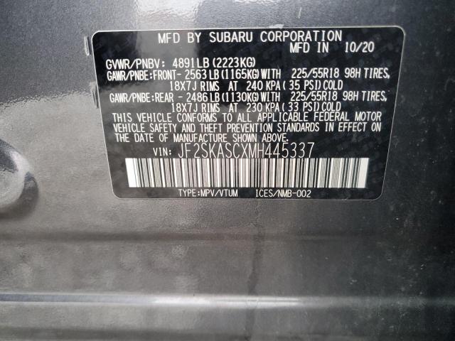 Aukcja sprzedaży 2021 Subaru Forester L, vin: JF2SKASCXMH445337, numer aukcji: 92158595