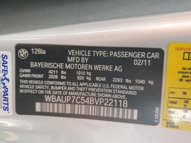 Aukcja sprzedaży 2011 Bmw 128, vin: WBAUP7C54BVP22118, numer aukcji: 93125385