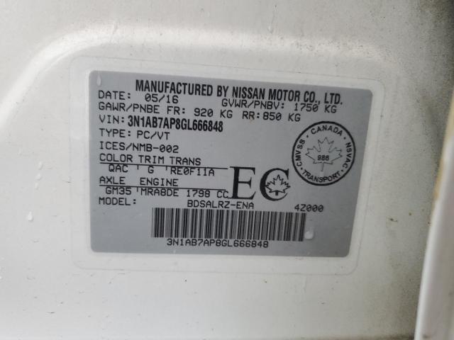 Aukcja sprzedaży 2016 Nissan Sentra S, vin: 3N1AB7AP8GL666848, numer aukcji: 91048645