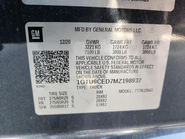 91802155 :رقم المزاد ، 1GTU9CED7MZ198937 vin ، 2021 Gmc Sierra مزاد بيع