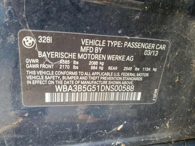 2013 Bmw 3 Series მანქანა იყიდება აუქციონზე, vin: WBA3B5G51DNS00588, აუქციონის ნომერი: 91242275
