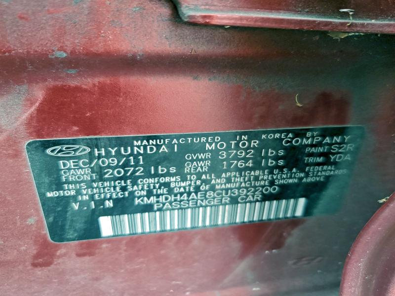 94463245 :رقم المزاد ، KMHDH4AE8CU392200 vin ، 2012 Hyundai Elantra مزاد بيع