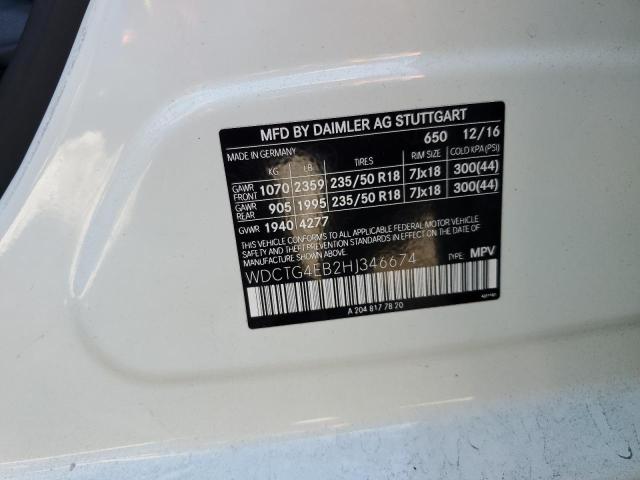 73004205 :رقم المزاد ، WDCTG4EB2HJ346674 vin ، 2017 Mercedes-benz Gla 250 مزاد بيع