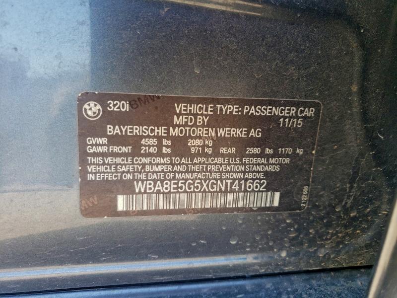 93708865 :رقم المزاد ، WBA8E5G5XGNT41662 vin ، 2016 Bmw 320 Xi مزاد بيع