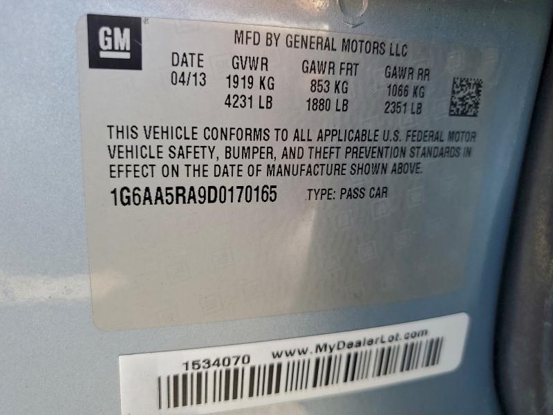 Продажа на аукционе авто 2013 Cadillac Ats, vin: 1G6AA5RA9D0170165, номер лота: 93808375