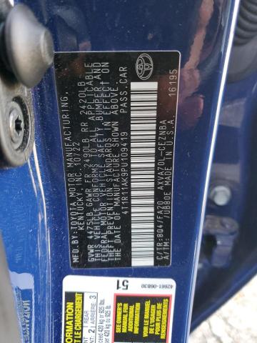 72905865 :رقم المزاد ، 4T1R11AK9PU109419 vin ، 2023 Toyota Camry Le مزاد بيع
