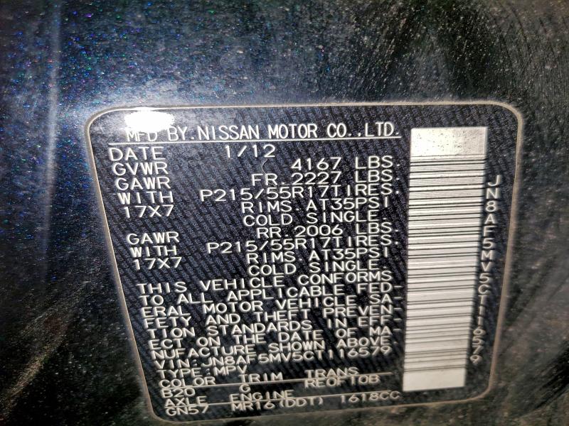 Aukcja sprzedaży 2012 Nissan Juke S, vin: JN8AF5MV5CT116579, numer aukcji: 94687565