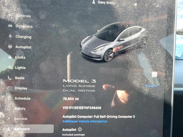 2022 Tesla Model 3 მანქანა იყიდება აუქციონზე, vin: 5YJ3E1EB7NF346408, აუქციონის ნომერი: 93352675