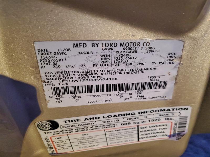 Aukcja sprzedaży 2009 Ford F150, vin: 1FTRW12829FA04138, numer aukcji: 93992235