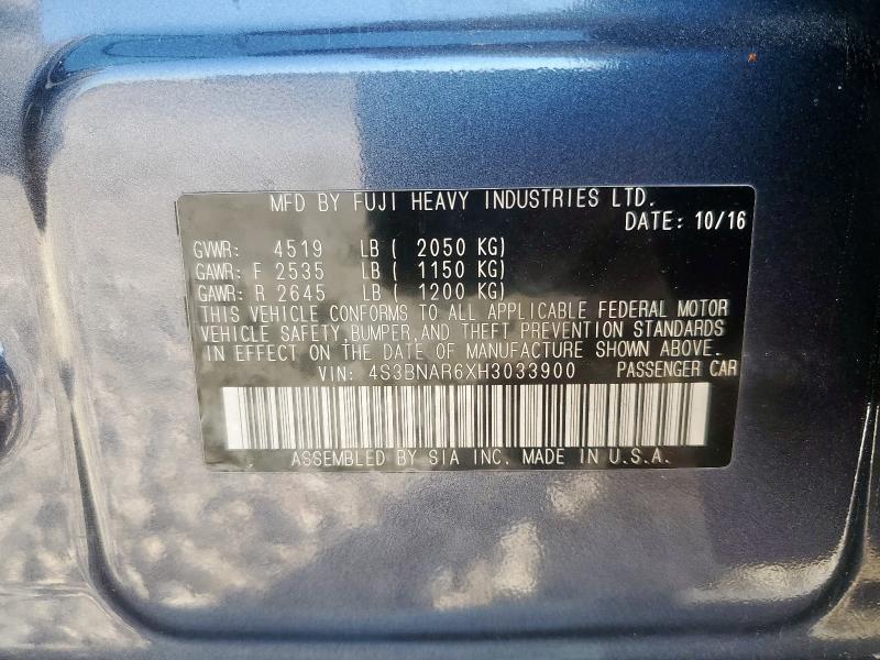 91045905 :رقم المزاد ، 4S3BNAR6XH3033900 vin ، 2017 Subaru Legacy مزاد بيع