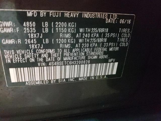 80057953 :رقم المزاد ، 4S4BSETC6H3200828 vin ، 2017 Subaru Outback Touring مزاد بيع
