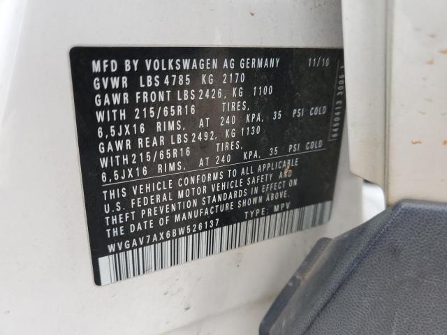 80574873 :رقم المزاد ، WVGAV7AX6BW526137 vin ، 2011 Volkswagen Tiguan S مزاد بيع