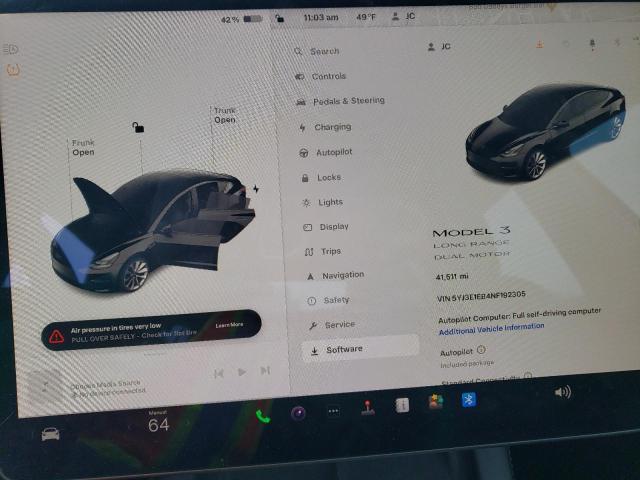 2022 Tesla Model 3 მანქანა იყიდება აუქციონზე, vin: 5YJ3E1EB4NF192305, აუქციონის ნომერი: 82058893