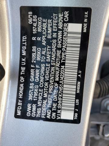 Продажа на аукционе авто 2018 Honda Civic Ex, vin: SHHFK7H51JU422034, номер лота: 80451443