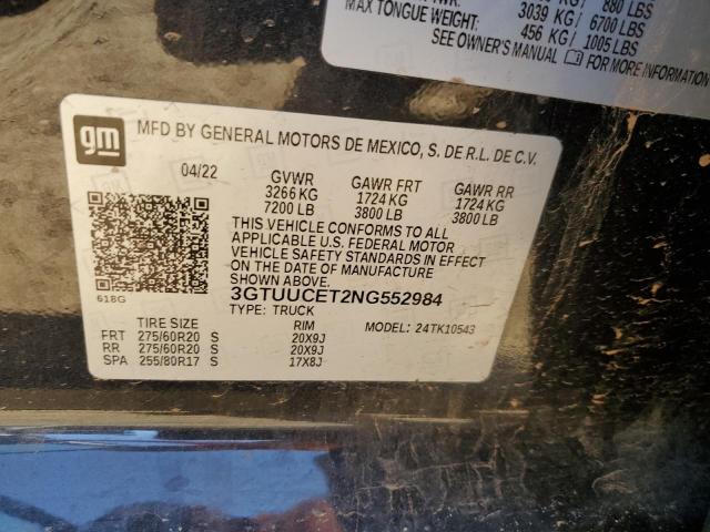 2022 Gmc Sierra K1500 Elevation მანქანა იყიდება აუქციონზე, vin: 3GTUUCET2NG552984, აუქციონის ნომერი: 82590233
