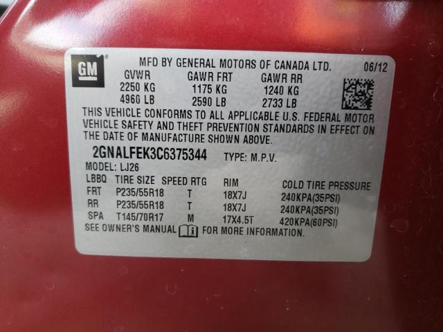 Aukcja sprzedaży 2012 Chevrolet Equinox Ltz, vin: 2GNALFEK3C6375344, numer aukcji: 79852663