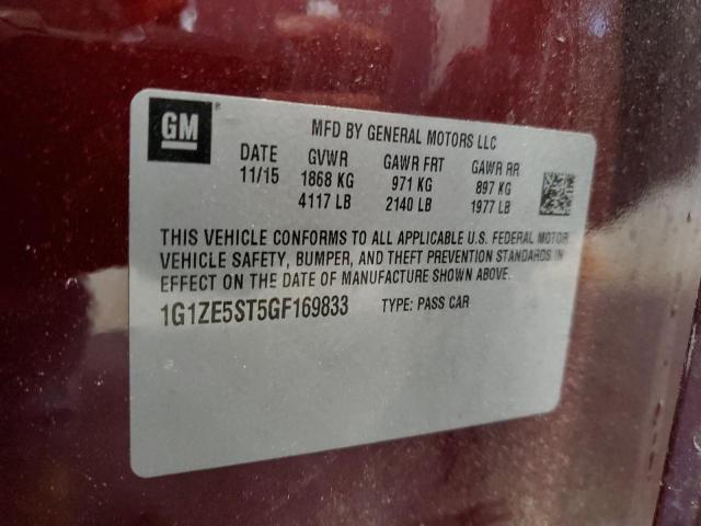 81610473 :رقم المزاد ، 1G1ZE5ST5GF169833 vin ، 2016 Chevrolet Malibu Lt مزاد بيع