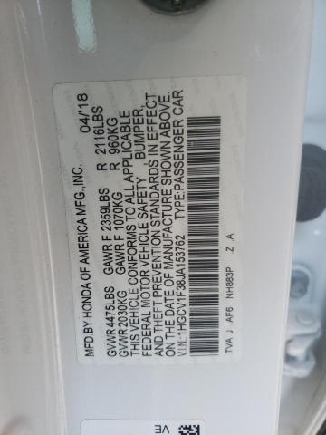 79057503 :رقم المزاد ، 1HGCV1F38JA153762 vin ، 2018 Honda Accord Sport مزاد بيع