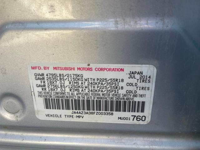Продаж на аукціоні авто 2015 Mitsubishi Outlander Se, vin: JA4AZ3A38FZ003358, номер лоту: 80761003