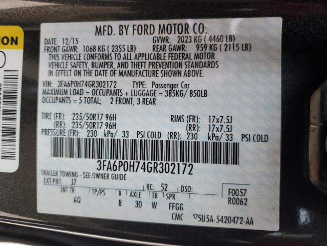 Продаж на аукціоні авто 2016 Ford Fusion Se, vin: 3FA6P0H74GR302172, номер лоту: 81596843