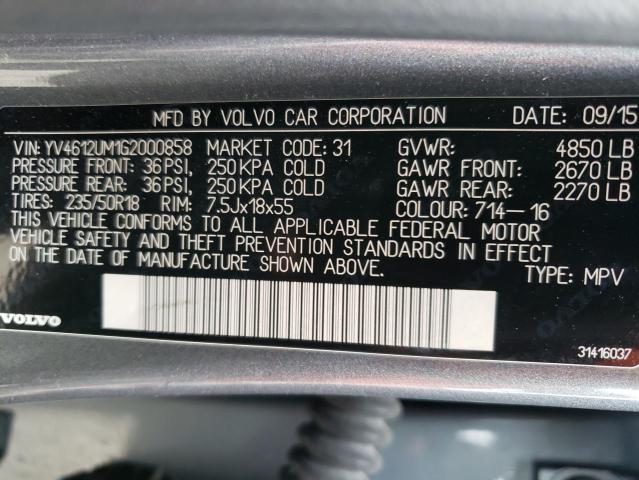 78906103 :رقم المزاد ، YV4612UM1G2000858 vin ، 2016 Volvo S60 Cross Country T5 مزاد بيع