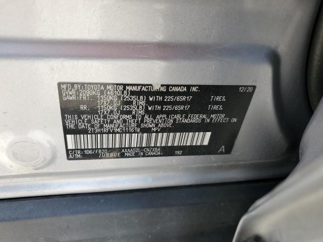 79567413 :رقم المزاد ، 2T3H1RFV1MC111618 vin ، 2021 Toyota Rav4 Le مزاد بيع