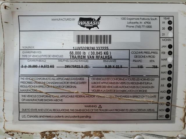 Aukcja sprzedaży 2022 Wabash Dry Van, vin: 1JJV532B2NL337225, numer aukcji: 78162843