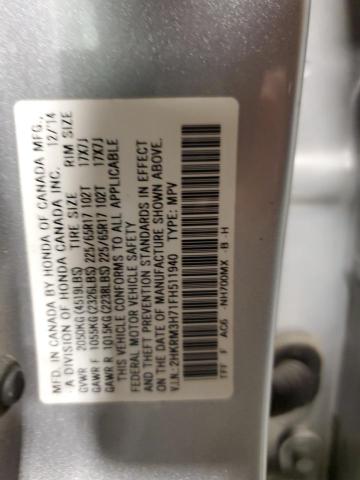 Auction sale of the 2015 Honda Cr-v Exl, vin: 2HKRM3H71FH511940, lot number: 80658753