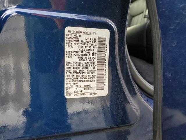 Aukcja sprzedaży 2015 Infiniti Qx70, vin: JN8CS1MW9FM483280, numer aukcji: 81005023