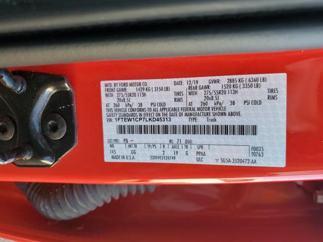 2020 Ford F150 Supercrew მანქანა იყიდება აუქციონზე, vin: 1FTEW1CP7LKD45313, აუქციონის ნომერი: 78929413