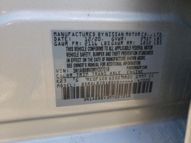 2021 Nissan Sentra S მანქანა იყიდება აუქციონზე, vin: 3N1AB8BV3MY227218, აუქციონის ნომერი: 79119173