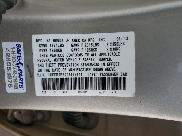 2013 Honda Accord Exl მანქანა იყიდება აუქციონზე, vin: 1HGCR2F87DA173141, აუქციონის ნომერი: 79479393