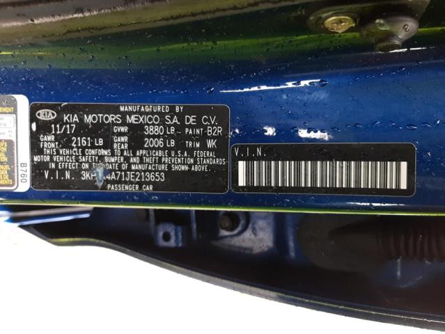2018 Kia Forte მანქანა იყიდება აუქციონზე, vin: 3KPFK4A71JE213653, აუქციონის ნომერი: 80447943