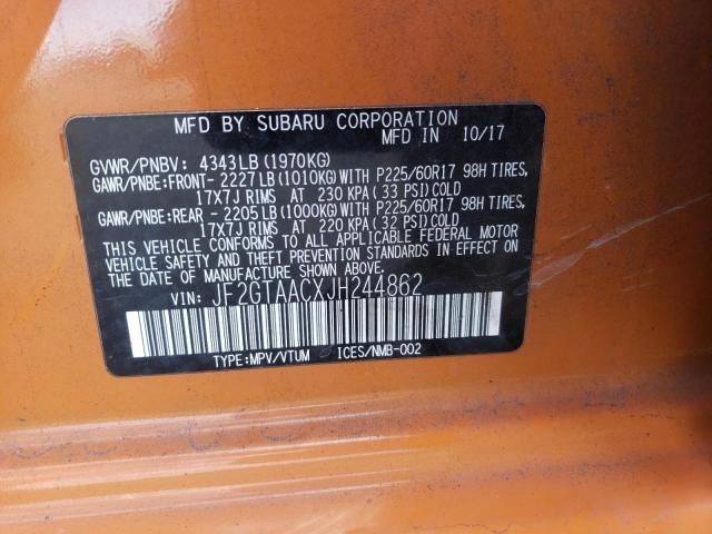 Aukcja sprzedaży 2018 Subaru Crosstrek, vin: JF2GTAACXJH244862, numer aukcji: 81318113